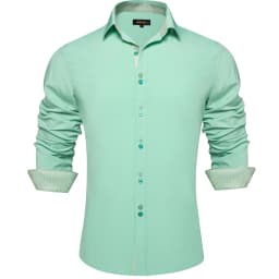Men's Polyester Cotton Solid Black Shirts Long Sleeve Blue Paisley Patchwork Social Casual Dress Shirt Elegant Men Clothing