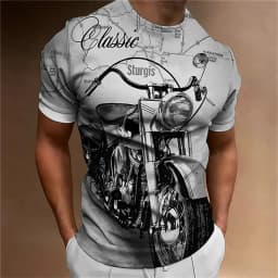 Motorcycle T-shirt Men 3D Print Short Sleeve Vintage Classics TShirt For Mens Street Ride Biker Shirts Tops Oversized Tee Shirt