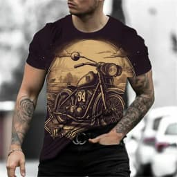 Motorcycle T-shirt Men 3D Print Short Sleeve Vintage Classics TShirt For Mens Street Ride Biker Shirts Tops Oversized Tee Shirt