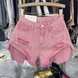 Fashion Women Denim Shorts Leaky Pocket Worn Washed Retro Sexy A Word Denim Super Shorts