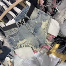 Fashion Women Denim Shorts Leaky Pocket Worn Washed Retro Sexy A Word Denim Super Shorts