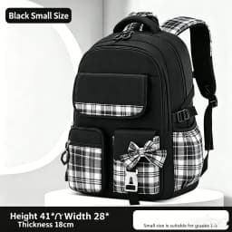 Protecting The Spine Ergonomics Elementary School Students Girls Checkered Backpack Large Capacity Lightweight Waterproof
