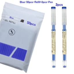 52/6Pcs 0.35mm Fine Gel Pen set Blue/Black Refills Rod for Marker Pens School Gelpen Office Student Writing Drawing Stationery
