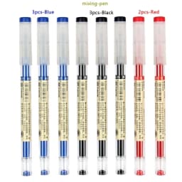 52/6Pcs 0.35mm Fine Gel Pen set Blue/Black Refills Rod for Marker Pens School Gelpen Office Student Writing Drawing Stationery