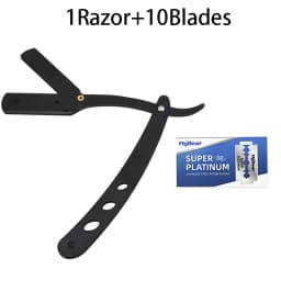Men Shaving Barber Razor Black Classic Folding Shaving Knife Armpit Hair Pubic Hair Shaver Stainless Steel Straight Razor Holder