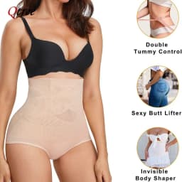 Qtree Plus Size Shapewear for Women Tummy Control Butt Lifting Panties Waist Trainer Body Shaper Panty Seamless Belly Underwear
