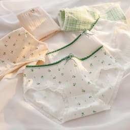 5Pcs/set Pure Cotton Sweet Bow Lace Women Panties Mid-Waist Girls Briefs Floral Underpants Soft Shorts Sexy Female Lingeries