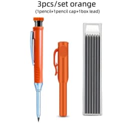 3pcs/set Solid Mechanical Carpenter Pencils With Pencil Cap, 2.8mm Long Nose Deep Hole Woodworking Pencil Markers with Sharpener