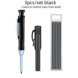 3pcs/set Solid Mechanical Carpenter Pencils With Pencil Cap, 2.8mm Long Nose Deep Hole Woodworking Pencil Markers with Sharpener