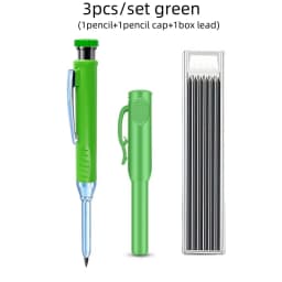 3pcs/set Solid Mechanical Carpenter Pencils With Pencil Cap, 2.8mm Long Nose Deep Hole Woodworking Pencil Markers with Sharpener