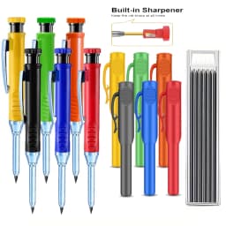 3pcs/set Solid Mechanical Carpenter Pencils With Pencil Cap, 2.8mm Long Nose Deep Hole Woodworking Pencil Markers with Sharpener