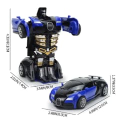 Mini Transform Car Robot Model Car One Click Automatic Collision Deformation Robot Dual Form Toy Car Vehicle Race Car Boy Gift