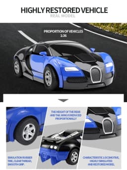 Mini Transform Car Robot Model Car One Click Automatic Collision Deformation Robot Dual Form Toy Car Vehicle Race Car Boy Gift