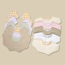 360° Cotton Baby Bibs for Kids Boys Girls Plaid Saliva Towel Cute Korea Rotativo Petal Neck Adjustable Button Feeding Burp Cloth