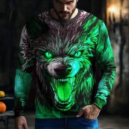 Graphic skull design casual subculture men's 3D printing sports outdoor long-sleeved round neck shirt spring and autumn clothing