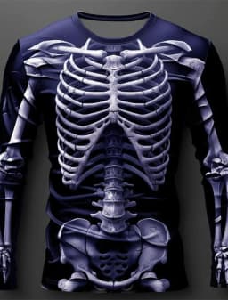 Graphic skull design casual subculture men's 3D printing sports outdoor long-sleeved round neck shirt spring and autumn clothing