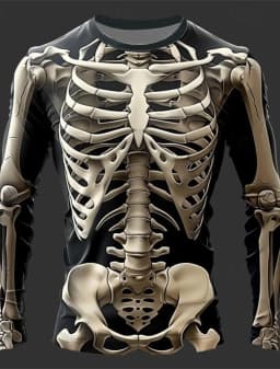 Graphic skull design casual subculture men's 3D printing sports outdoor long-sleeved round neck shirt spring and autumn clothing