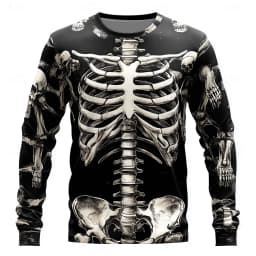 Graphic skull design casual subculture men's 3D printing sports outdoor long-sleeved round neck shirt spring and autumn clothing