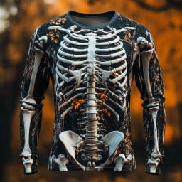 Graphic skull design casual subculture men's 3D printing sports outdoor long-sleeved round neck shirt spring and autumn clothing