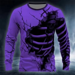 Graphic skull design casual subculture men's 3D printing sports outdoor long-sleeved round neck shirt spring and autumn clothing
