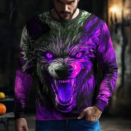 Graphic skull design casual subculture men's 3D printing sports outdoor long-sleeved round neck shirt spring and autumn clothing