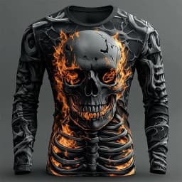 Graphic skull design casual subculture men's 3D printing sports outdoor long-sleeved round neck shirt spring and autumn clothing