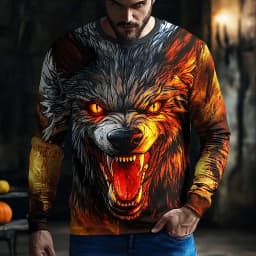 Graphic skull design casual subculture men's 3D printing sports outdoor long-sleeved round neck shirt spring and autumn clothing