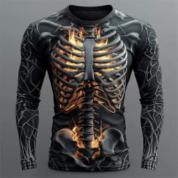 Graphic skull design casual subculture men's 3D printing sports outdoor long-sleeved round neck shirt spring and autumn clothing