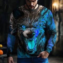 Graphic skull design casual subculture men's 3D printing sports outdoor long-sleeved round neck shirt spring and autumn clothing