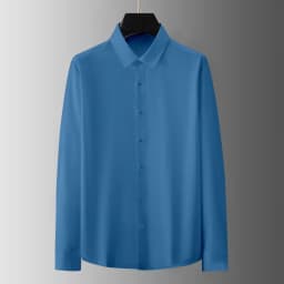 New Men's Business Casual Long Sleeved Solid Color Shirt Wrinkle Resistant Wrinkle Free Comfortable All Season Versatile Top