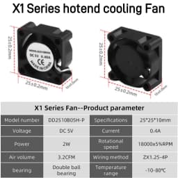 2510 Fan for Bambu Lab X1/P1 Hotend Cooling Fan with Cable Rapid Cooling Fan for Bambu X1C P1S P1P 3D Printer Accessories