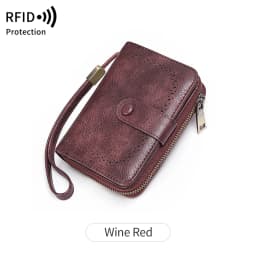 MIYIN Retro Large Capacity RFID Shielded Women's Short Wallet Multi Card Slot Organ Credit Card Bag Multi Functional Zero Wallet