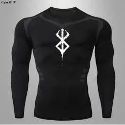 Compression Shirt Men Running Quick Dry Gym Jogging Sports Shirts Rashguard Tops Short Sleeve T-Shirt Anime Berserk-Summer