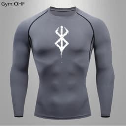 Compression Shirt Men Running Quick Dry Gym Jogging Sports Shirts Rashguard Tops Short Sleeve T-Shirt Anime Berserk-Summer