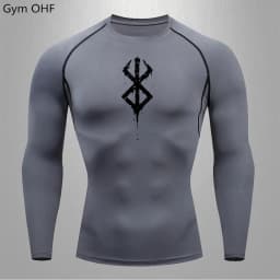 Compression Shirt Men Running Quick Dry Gym Jogging Sports Shirts Rashguard Tops Short Sleeve T-Shirt Anime Berserk-Summer