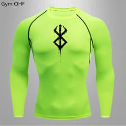 Compression Shirt Men Running Quick Dry Gym Jogging Sports Shirts Rashguard Tops Short Sleeve T-Shirt Anime Berserk-Summer