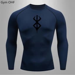 Compression Shirt Men Running Quick Dry Gym Jogging Sports Shirts Rashguard Tops Short Sleeve T-Shirt Anime Berserk-Summer