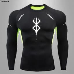 Compression Shirt Men Running Quick Dry Gym Jogging Sports Shirts Rashguard Tops Short Sleeve T-Shirt Anime Berserk-Summer