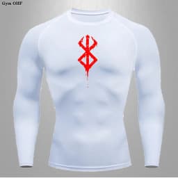 Compression Shirt Men Running Quick Dry Gym Jogging Sports Shirts Rashguard Tops Short Sleeve T-Shirt Anime Berserk-Summer