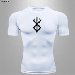 Compression Shirt Men Running Quick Dry Gym Jogging Sports Shirts Rashguard Tops Short Sleeve T-Shirt Anime Berserk-Summer