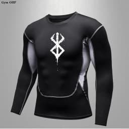 Compression Shirt Men Running Quick Dry Gym Jogging Sports Shirts Rashguard Tops Short Sleeve T-Shirt Anime Berserk-Summer