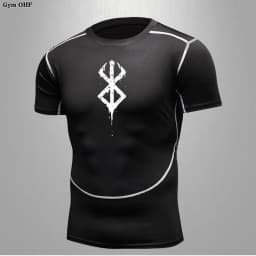Compression Shirt Men Running Quick Dry Gym Jogging Sports Shirts Rashguard Tops Short Sleeve T-Shirt Anime Berserk-Summer