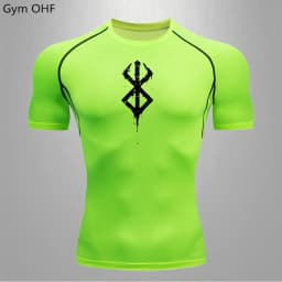 Compression Shirt Men Running Quick Dry Gym Jogging Sports Shirts Rashguard Tops Short Sleeve T-Shirt Anime Berserk-Summer