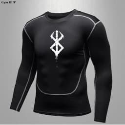 Compression Shirt Men Running Quick Dry Gym Jogging Sports Shirts Rashguard Tops Short Sleeve T-Shirt Anime Berserk-Summer