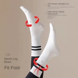 1 Pair of Women's Yoga Socks, Skipping Rope Sports Socks, Pilates Indoor Anti Slip Floor Socks, Double Bar Mid Leg Socks