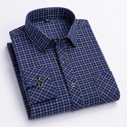 2024 New Men's Flannel Shirts Long Sleeve Cotton Soft Regular-fit Brushed Single Pocket Comfortable Casual Fashion Plaid Shirts