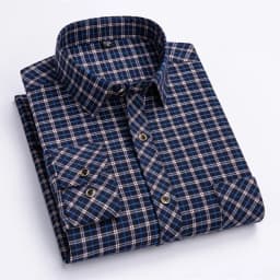 2024 New Men's Flannel Shirts Long Sleeve Cotton Soft Regular-fit Brushed Single Pocket Comfortable Casual Fashion Plaid Shirts