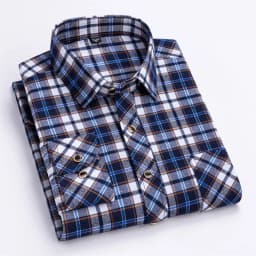 2024 New Men's Flannel Shirts Long Sleeve Cotton Soft Regular-fit Brushed Single Pocket Comfortable Casual Fashion Plaid Shirts