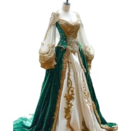 Elegant Medieval Evening Dress For Women Long Sleeves White And Green A Line Vintage Formal Event Party Gowns Customized