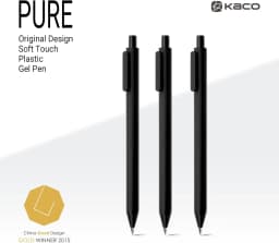 Kaco Pure Refillable Retractable Gel Pen Black Ink 0.5mm Medium Pen Tip 10 Pack Casual Quick-Drying Aesthetic Note Pen Office Su